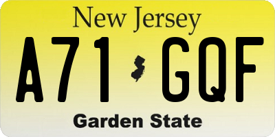 NJ license plate A71GQF