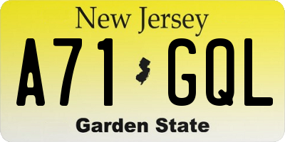 NJ license plate A71GQL