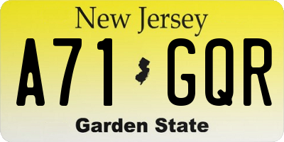 NJ license plate A71GQR