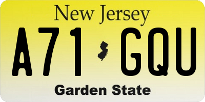 NJ license plate A71GQU