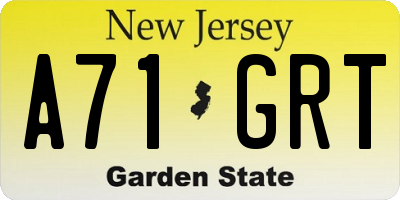 NJ license plate A71GRT