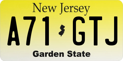NJ license plate A71GTJ