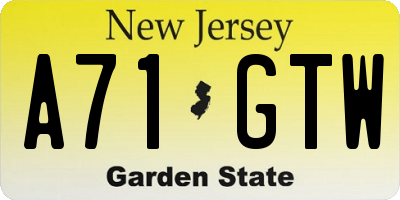 NJ license plate A71GTW