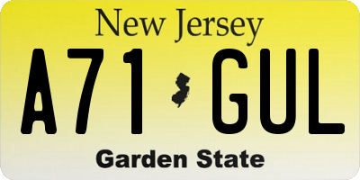 NJ license plate A71GUL