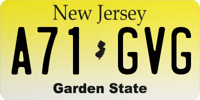 NJ license plate A71GVG