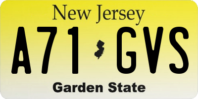 NJ license plate A71GVS