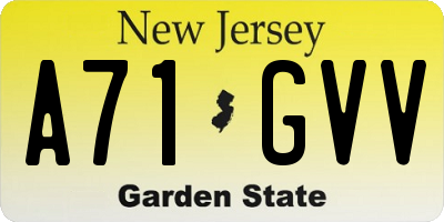 NJ license plate A71GVV