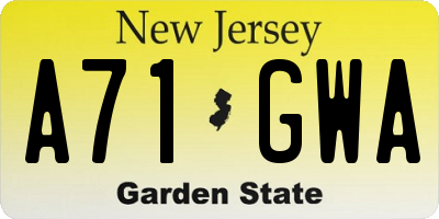 NJ license plate A71GWA