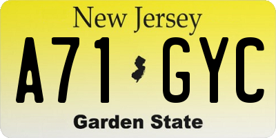 NJ license plate A71GYC