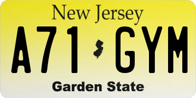 NJ license plate A71GYM