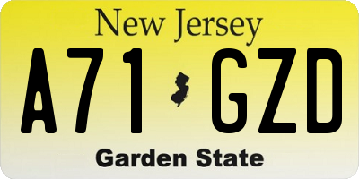 NJ license plate A71GZD