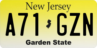 NJ license plate A71GZN