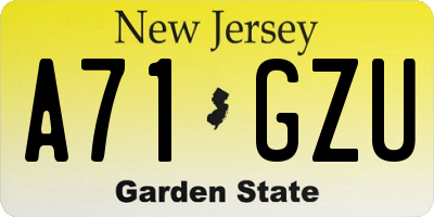NJ license plate A71GZU