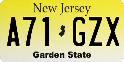 NJ license plate A71GZX
