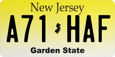 NJ license plate A71HAF