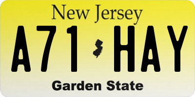 NJ license plate A71HAY