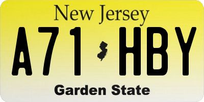 NJ license plate A71HBY