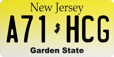 NJ license plate A71HCG