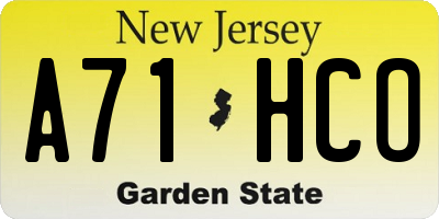 NJ license plate A71HCO