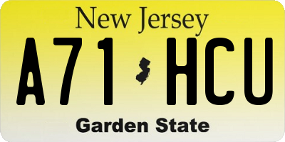 NJ license plate A71HCU