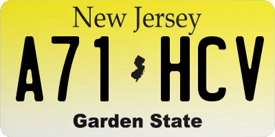 NJ license plate A71HCV