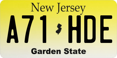 NJ license plate A71HDE