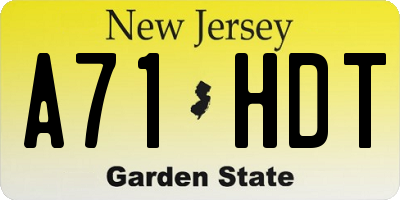 NJ license plate A71HDT
