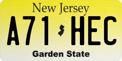NJ license plate A71HEC