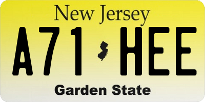 NJ license plate A71HEE