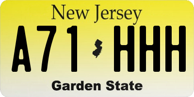 NJ license plate A71HHH