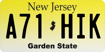 NJ license plate A71HIK