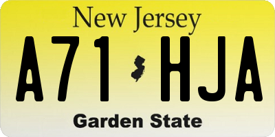 NJ license plate A71HJA