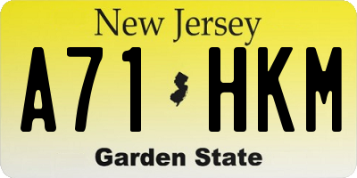 NJ license plate A71HKM