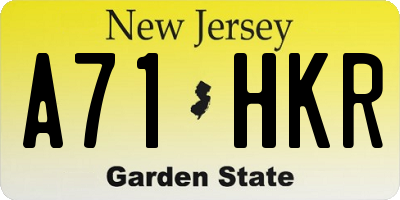 NJ license plate A71HKR
