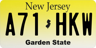 NJ license plate A71HKW