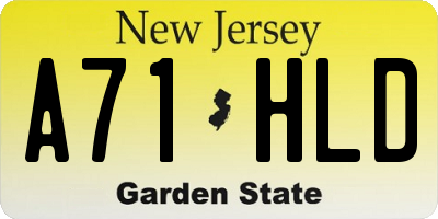 NJ license plate A71HLD