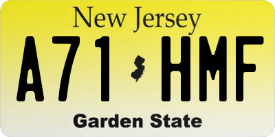 NJ license plate A71HMF