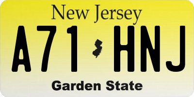 NJ license plate A71HNJ
