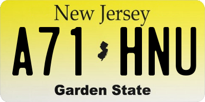 NJ license plate A71HNU