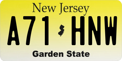 NJ license plate A71HNW