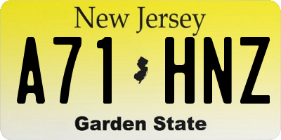 NJ license plate A71HNZ