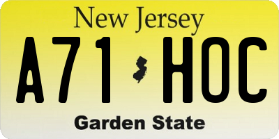 NJ license plate A71HOC