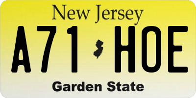 NJ license plate A71HOE