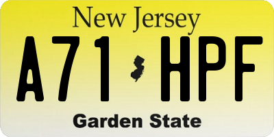 NJ license plate A71HPF