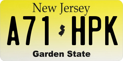 NJ license plate A71HPK