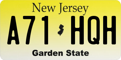 NJ license plate A71HQH