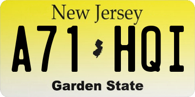 NJ license plate A71HQI