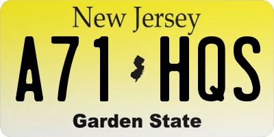 NJ license plate A71HQS
