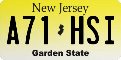 NJ license plate A71HSI