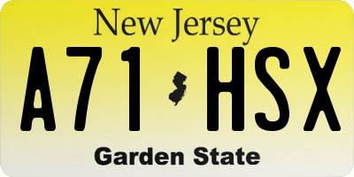 NJ license plate A71HSX